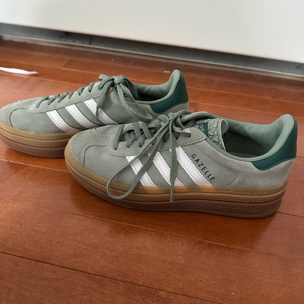 Adidas Gazelle Olive Sneakers with White Stripes
